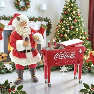 Coca-Cola Santa & Cooler Figurine Kurt S. Adler Santa figurine - 10.5".
